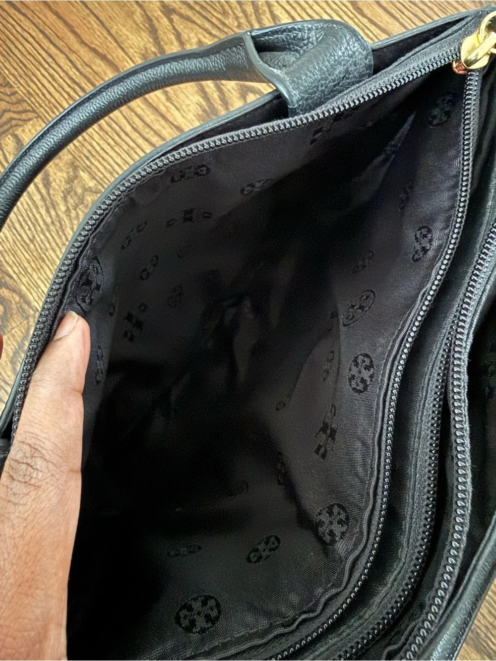 Tory Burch Black Leather Tote with Top Handles